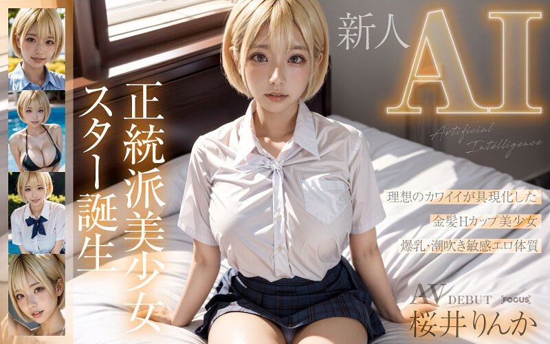 【衝撃デビュー】【新人AI】正統派美少女スター誕生 金髪Hcup 桜井りんか｜aifocs00002